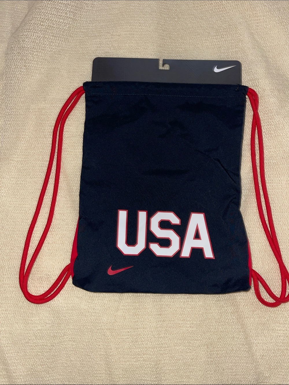 Nike USA Navy Drawstring Bag with Red Accents